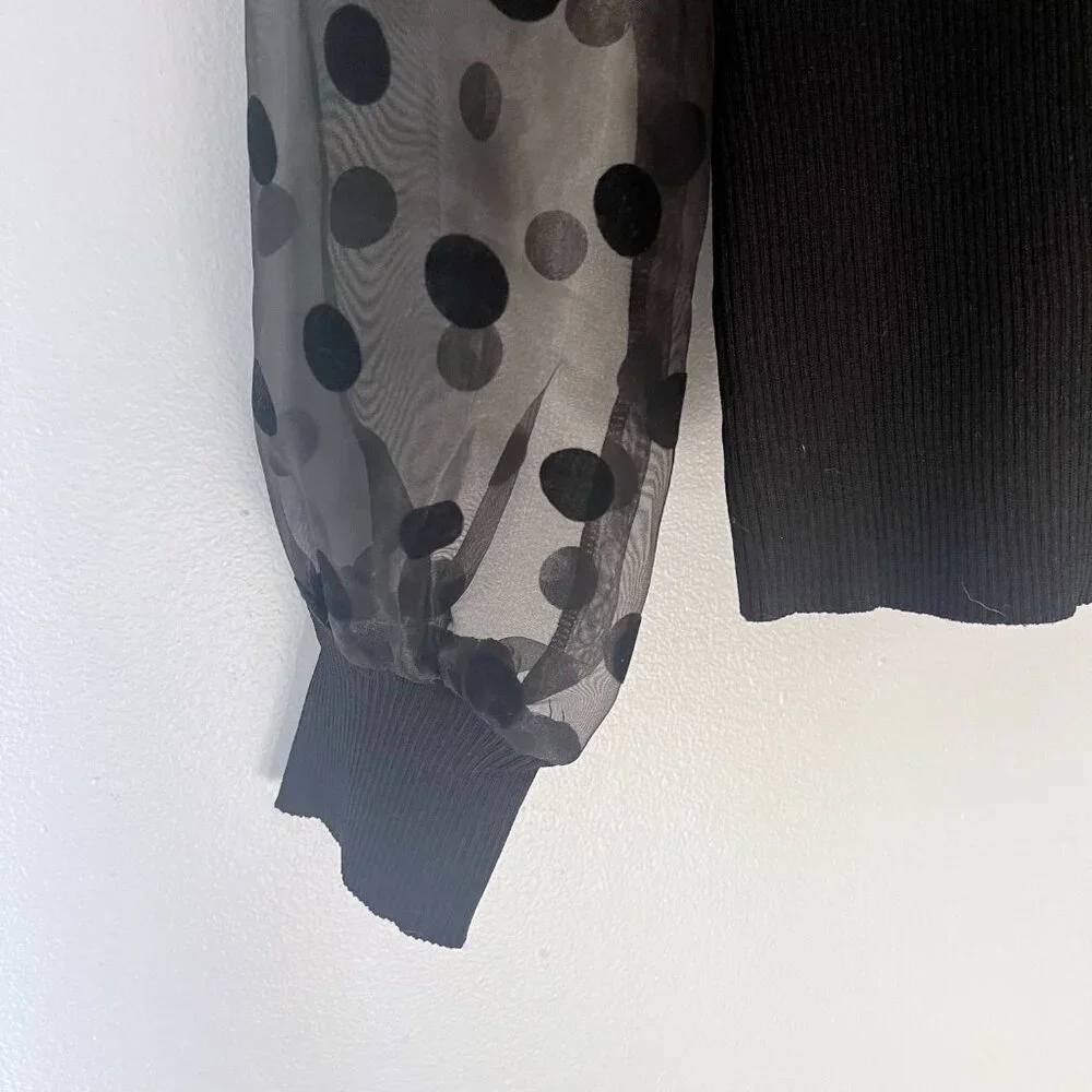 NEW Gracia Black Sheer Long Sleeve Sweater Top M - Picture 4 of 7